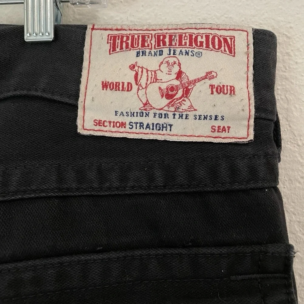 True Religion Ricky Jeans Men's 38- 40x34 Black Denim Relaxed Straight Leg